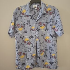 Marvel Spider Man Island Surf Button Down Size Large Cotton Blend